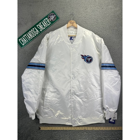 NFL Jacket Mens 4XL White Blue Starters Tennessee Titans Varsity Football XXXXL - Picture 1 of 13